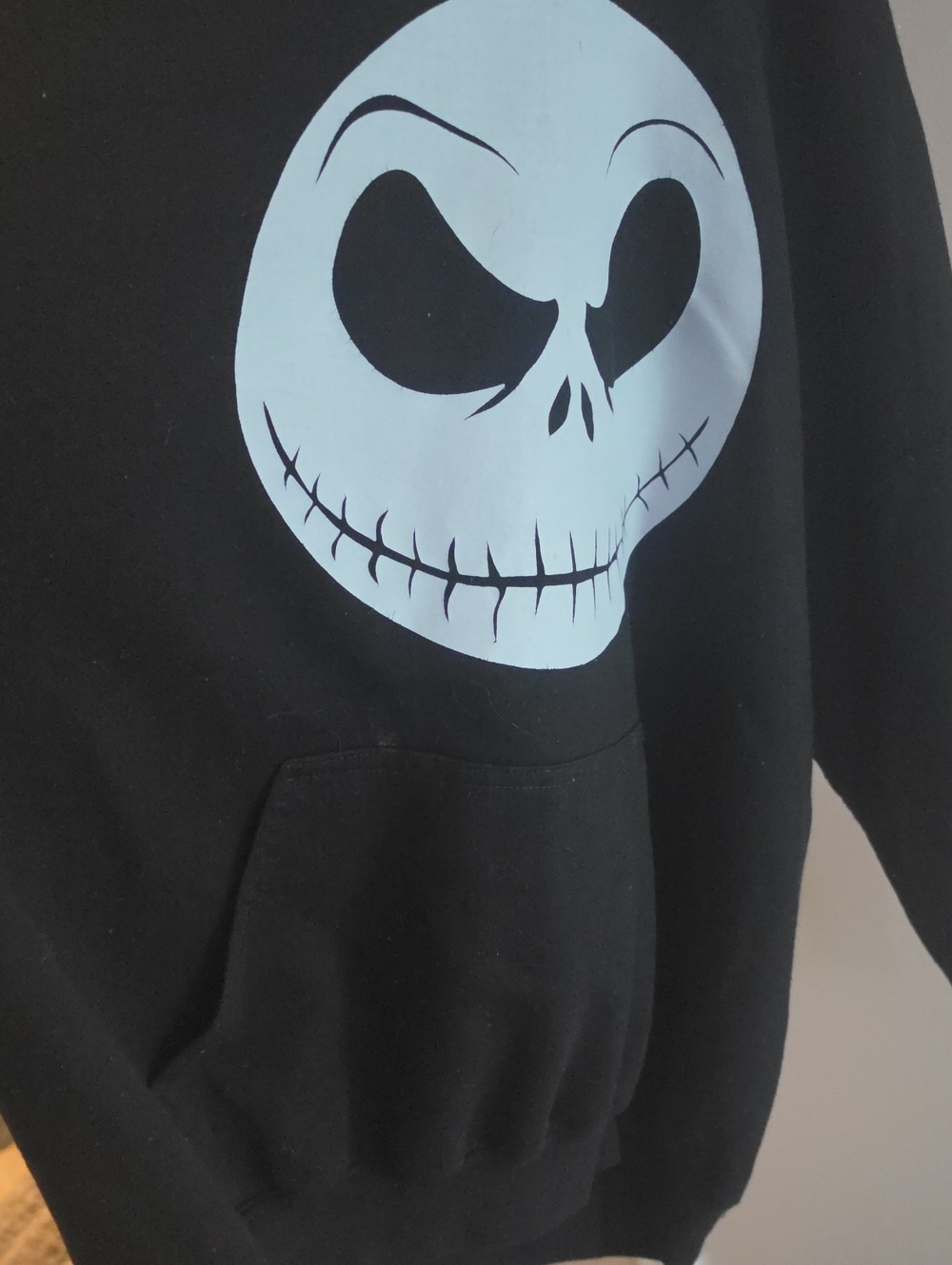 Black Men's Nightmare Before Christmas  Hoodie with White Skull Face